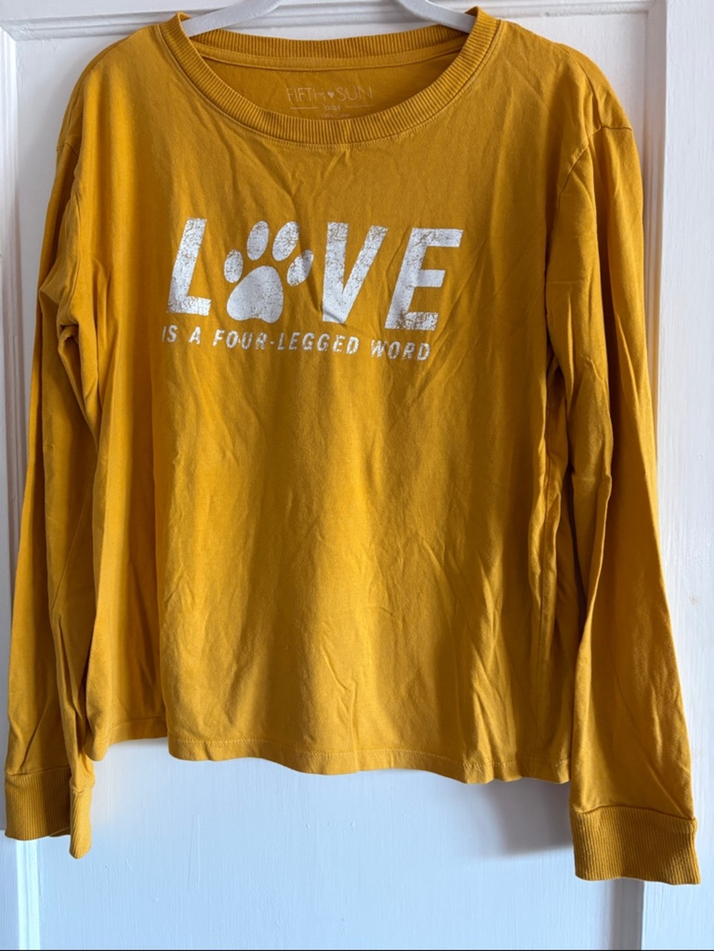 Fifth Sun Mustard Yellow 'Love is a Four-Legged Word' Long Sleeve Tee